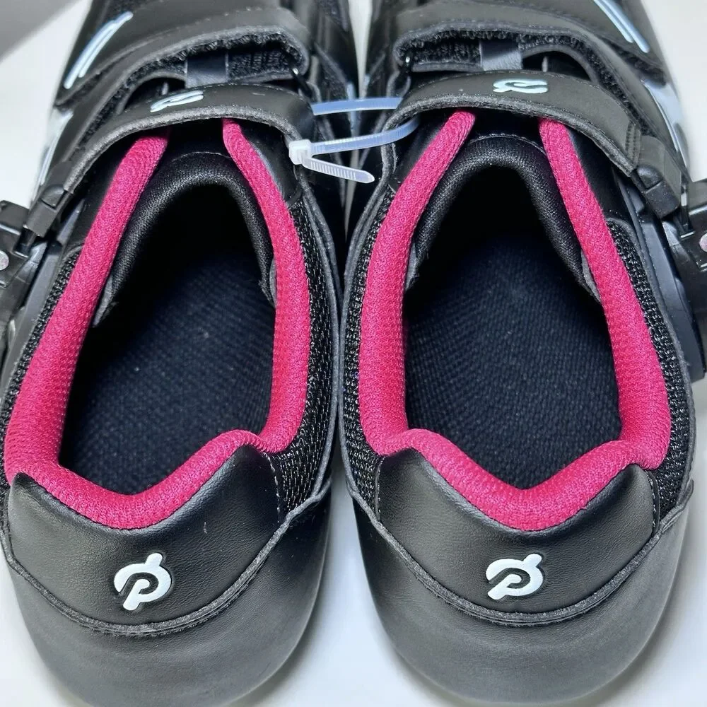 Peloton Cycling Shoes Unisex Size 41 Black Red Cleats Included Indoor Spin Bike